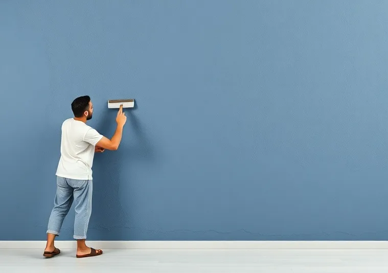 Application d'un enduit décoratif à la lisseuse sur un mur
