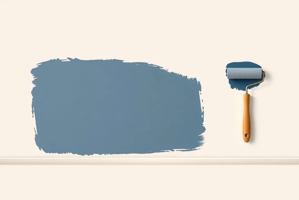 Outils de peinture disposés dans l'ordre des étapes du chantier